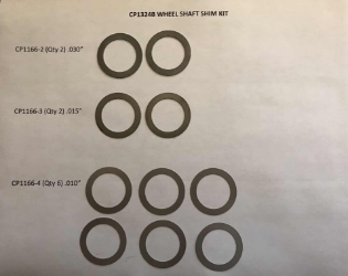 WHEEL SHAFT SHIM SET - HORSE TILLERS SERIAL #101 AND UP,  PONY, JUNIOR & ECONO HORSE TILLERS Troy-Bilt, Horse, Wheel shaft, wheelshaft, shim, 1324B, 1166, 1166-1, Pony, Junior, Econo Horse Tillers